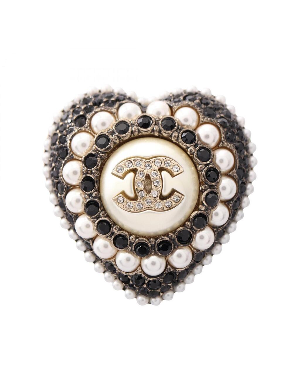 Chanel Coco Mark Heart Brooch Gold #351165C10B